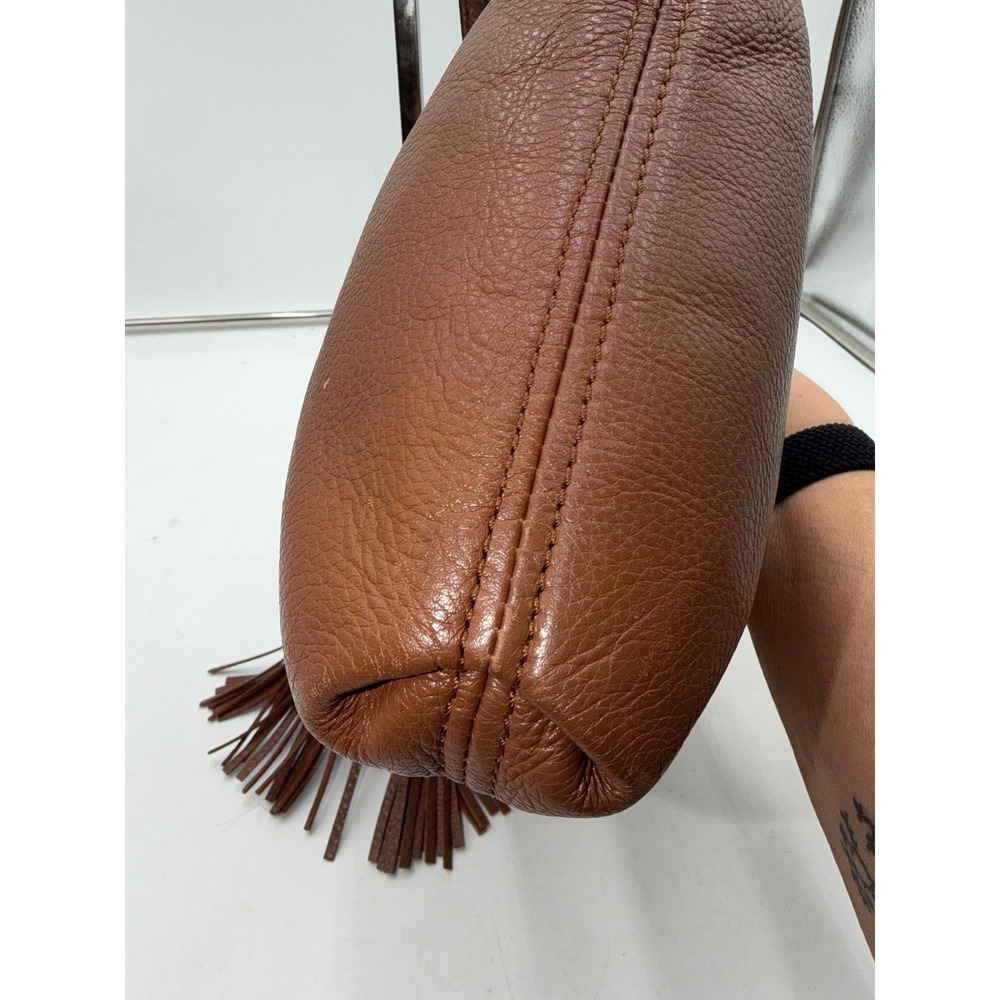 Michael Kors Brown Pebbled Leather Tassel Drawstring Crossbody Bag Acorn Gold - Picture 9 of 16
